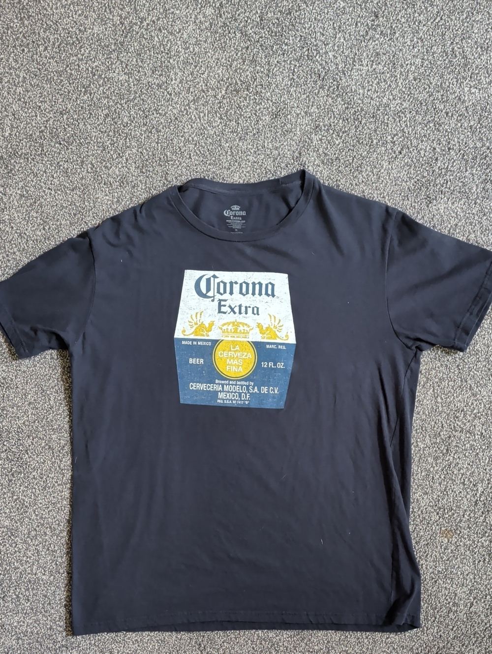 Corona Navy Tee with White Chest Logo